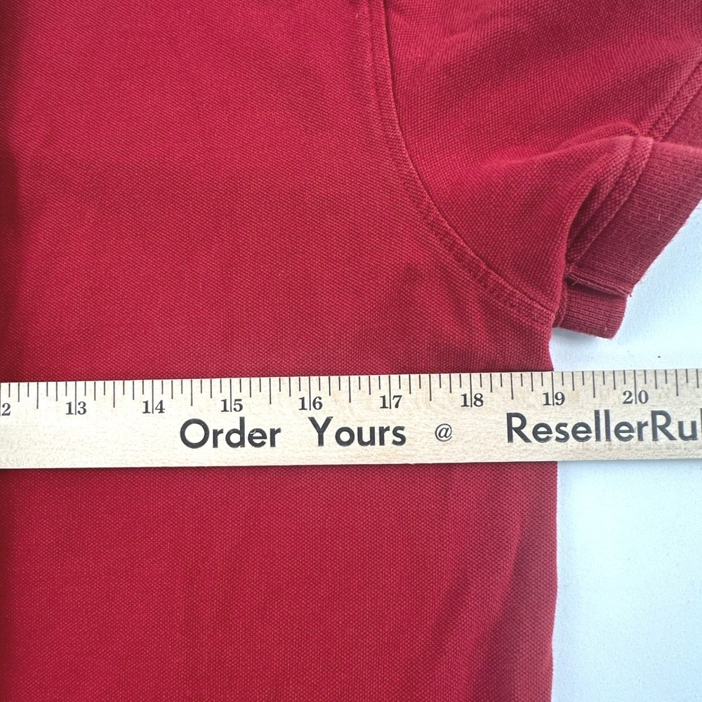 Tommy Hilfiger Men L Polo Shirt Adult Red Slim Fit Embroidered Crest‎ Logo Large - Picture 13 of 13